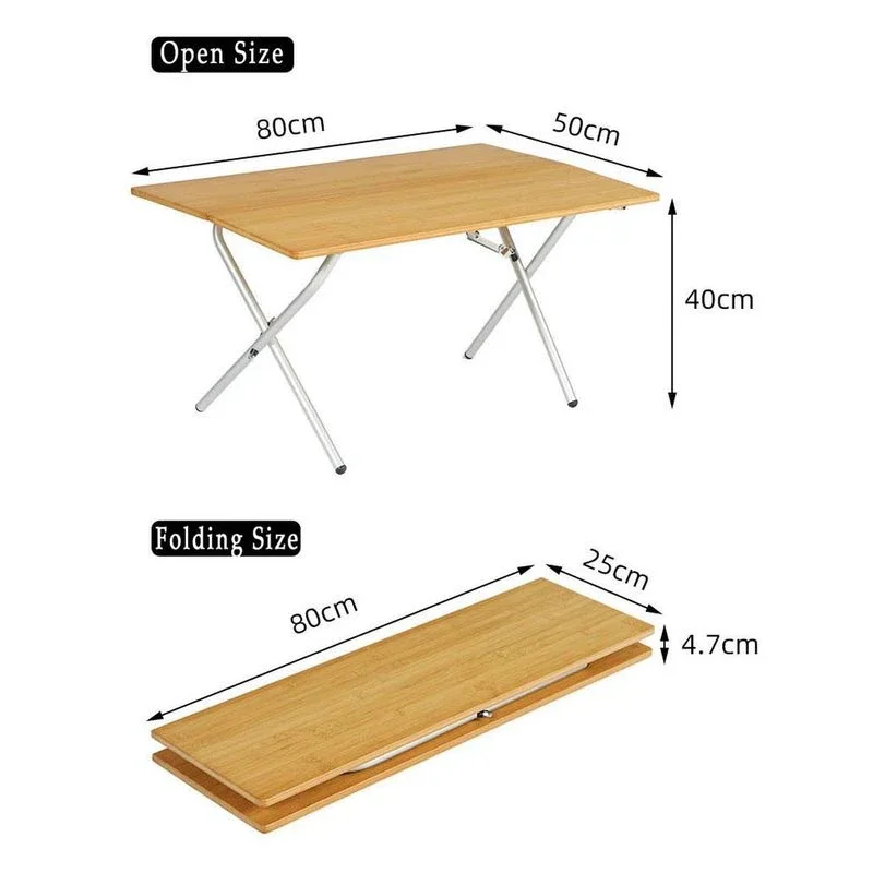 SmiloDon Outdoor Camping Pure Solid Wood Bamboo Plank Table Fast Portable Picnic Folding Table Camping Aluminium Alloy Egg Rolls