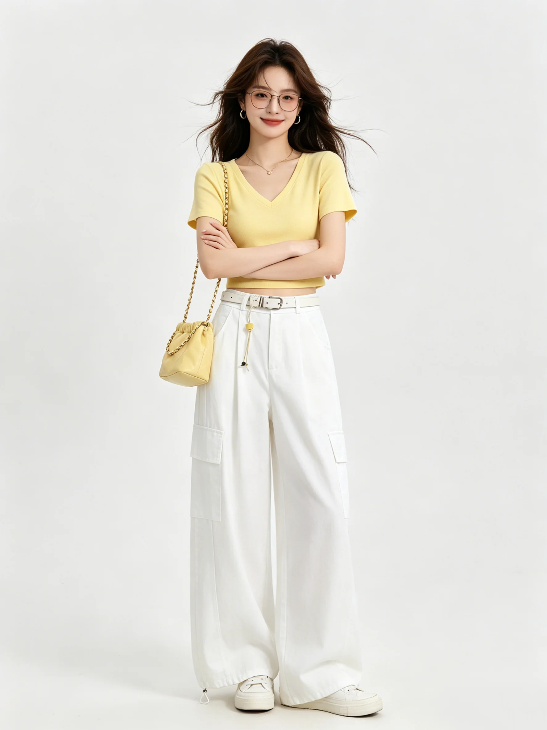 

Loose High Waist Drawstring Wide Leg Pants Color Youthful Casual Sports Workwear Korean Style Comfortable Breathable