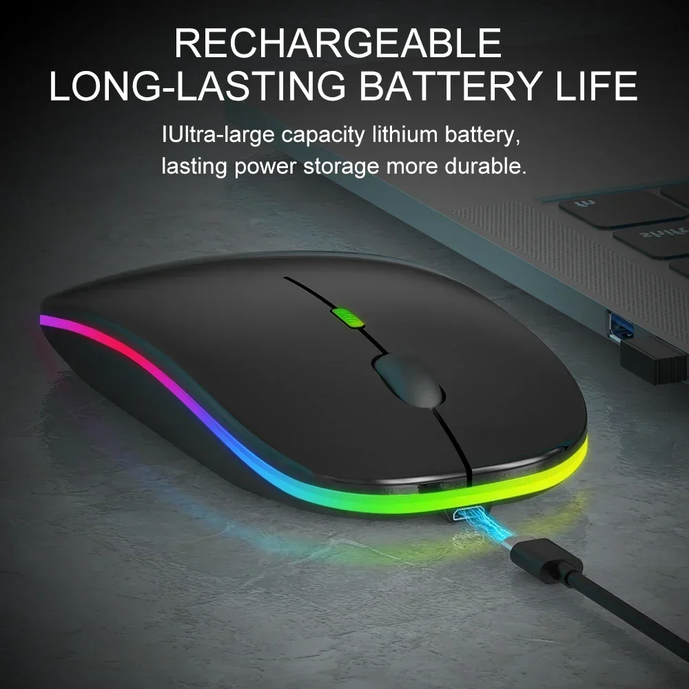 Bluetooth Mouse Wireless Computer Rechargeable Mini Magic 2.4G USB With RGB BackLight Mute Mice For Desktop Laptop Gamer Mouse