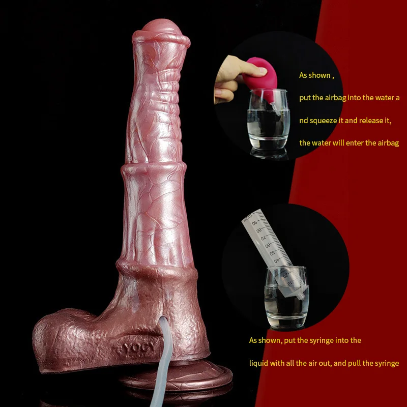 YOCY Realistic Horse Dildo Ejaculating Stimulaotr Adult Toy For Men Cock Dick With Sucker Silicone Fantasy Animal Penis Sex Shop