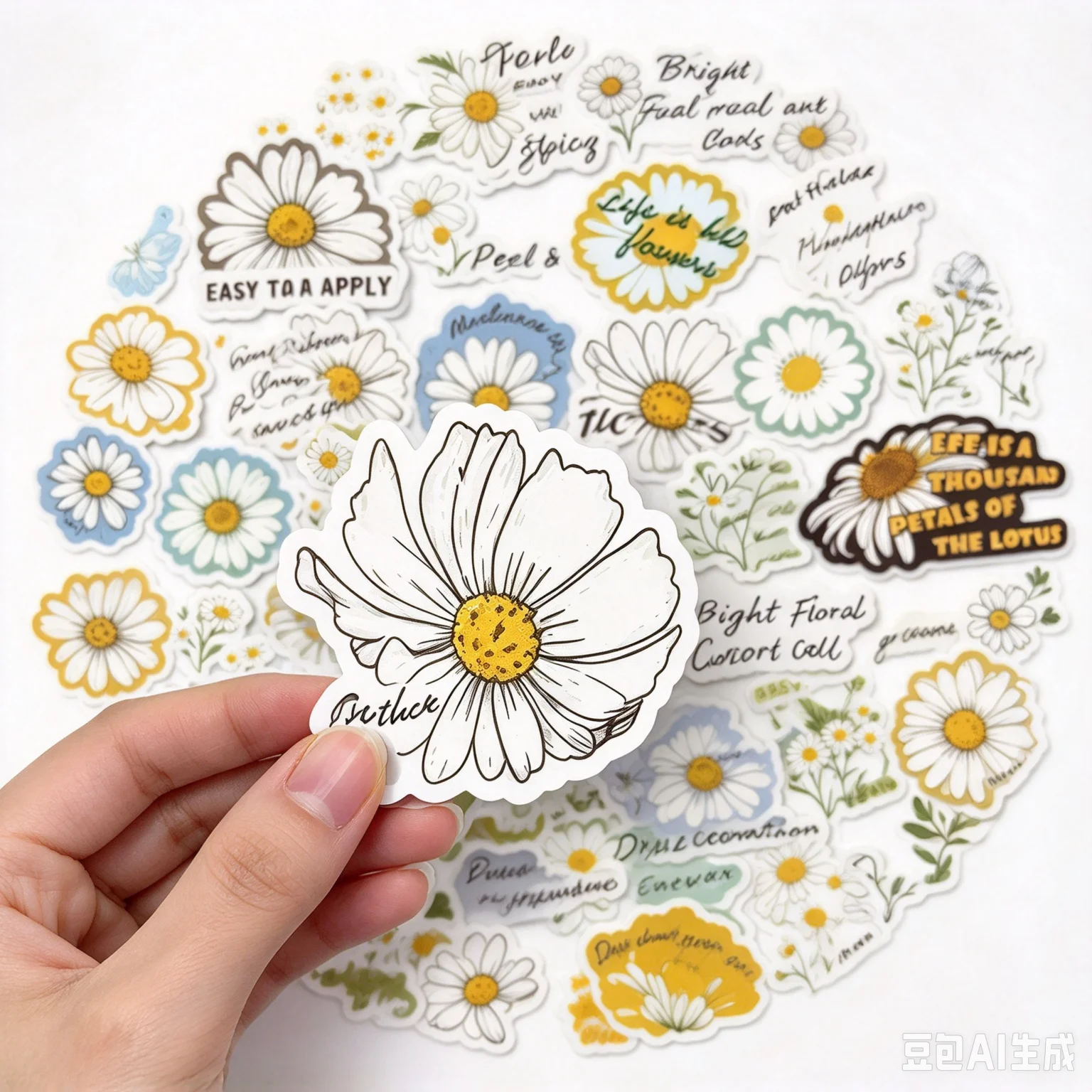 50Pcs Healing Daisy Flower Stickers Inspirational Waterproof Decals for Phone Case Journal Scrapbook DIY