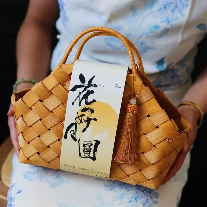 هدية سلة الزهور المنسوجة، ديكور سلة للزهور مهرجان الزفاف عيد ميلاد الإبداعية هدية حقيبة من القماش اليد هدية سلة لوازم الحفلات #3