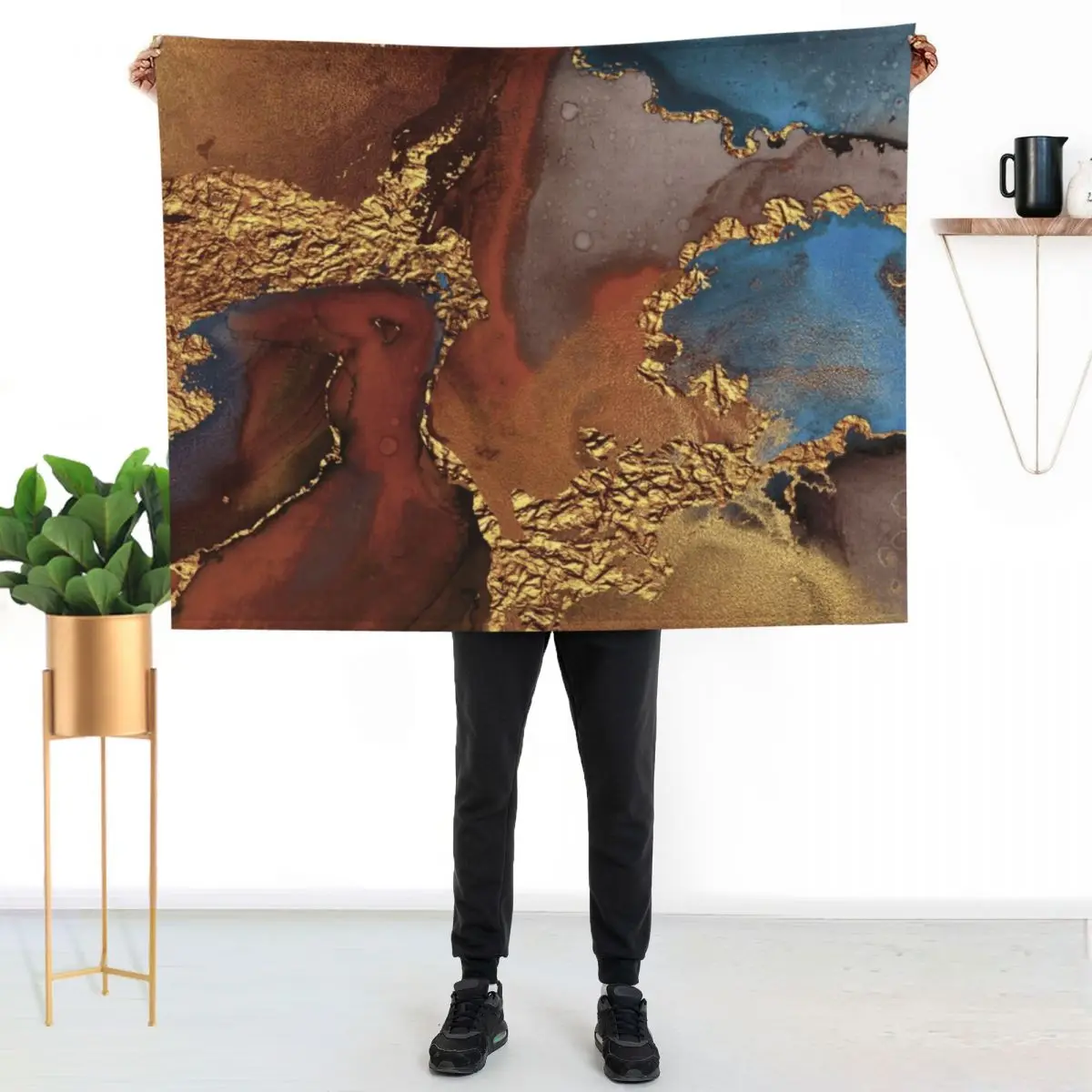 Stylish Girly Trend Autumn Ink Faux Marble Texture Throw Blanket Plush Baby Luxury Brand Cute Plaid Soft Beds Blankets
