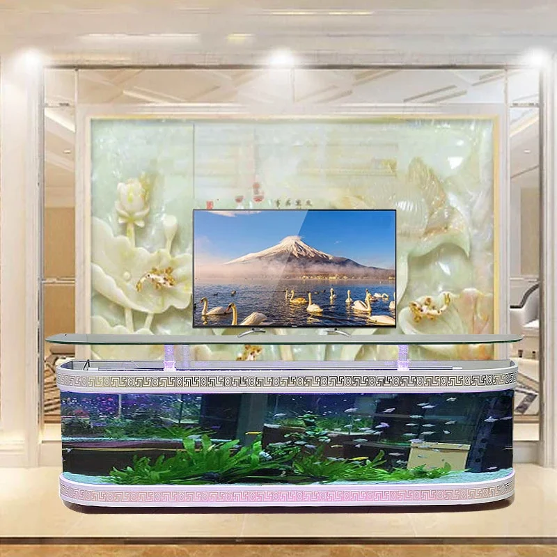 TV Cabinet Fish Tank Ecological Aquarium European Fish Tank Living Room Floor Wall Bar Creative Glass Fish Tank Coffee Table