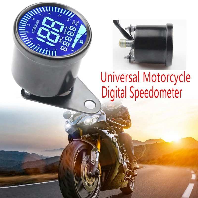 Universal Motorcycle Digital Speedometer Retro LCD Odometer Scooter ATV Meter Racer Tachometer Indicator