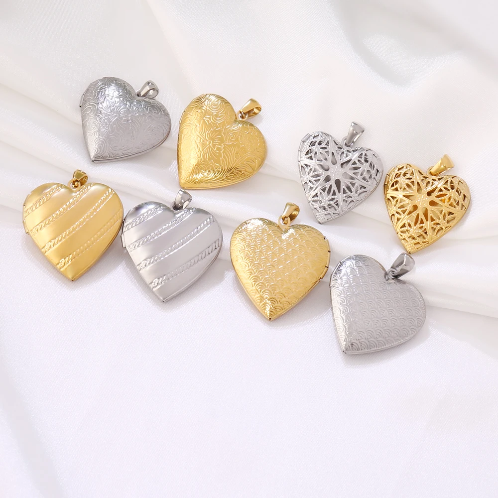 1pcs Stainless Steel Love Heart Locket Pendants Openable Memory Photo Put Photos Jewelry Making DIY Gift Necklace