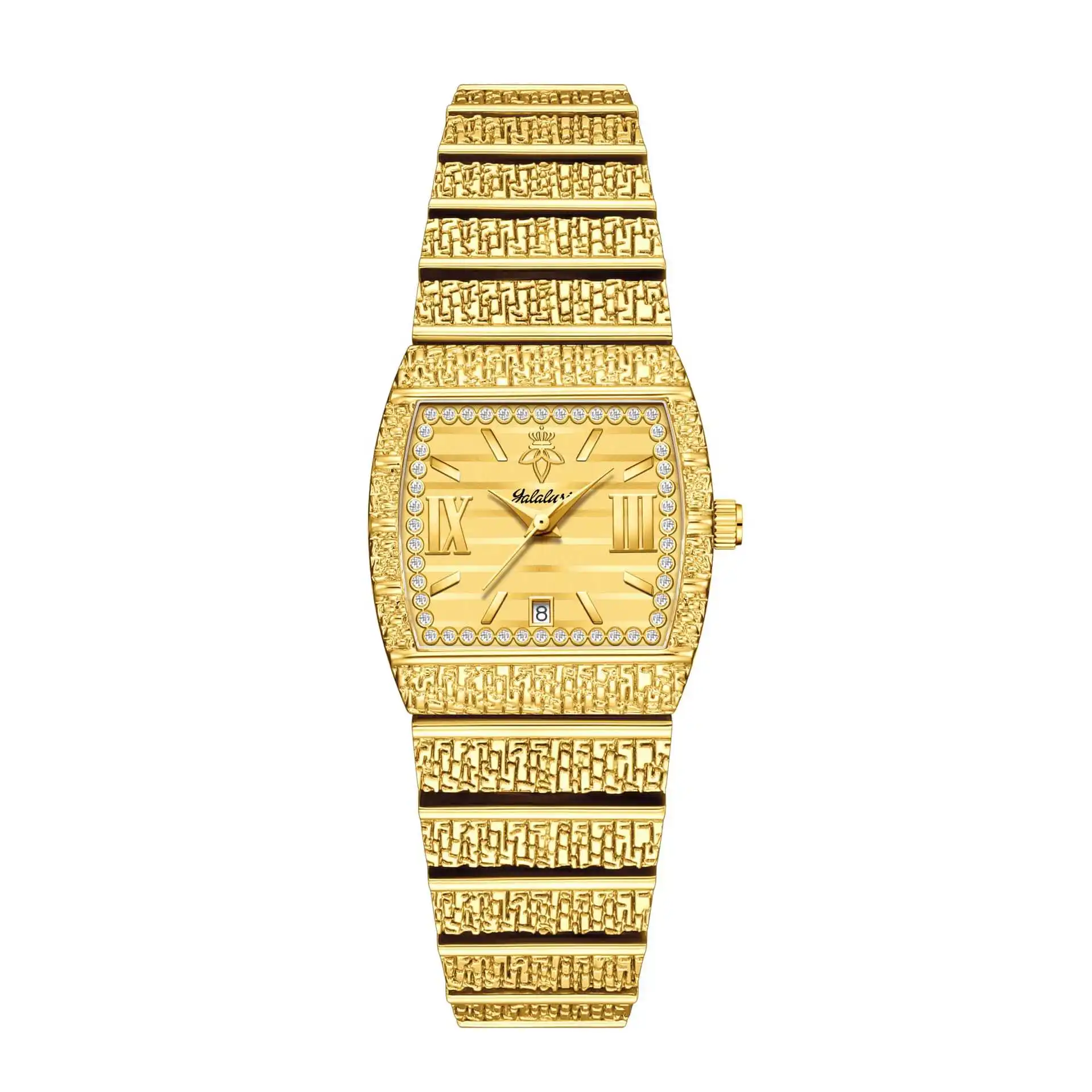 New Square-Shaped Women'S Watch With Date Display, Chain Bracelet, Luxurious Quartz Movement, And Stainless Steel Case.