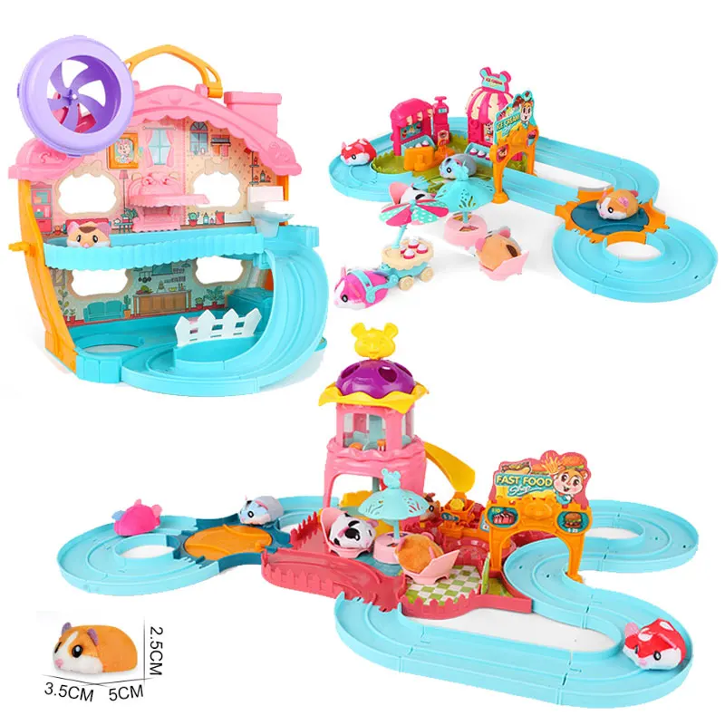 Casa de Jogos Infantis Hamster Play Set, Sorvete, Mouse Elétrico, Jogos de Pista de Corrida, Brinquedos de Cozinha Infantil, Presente Meninas