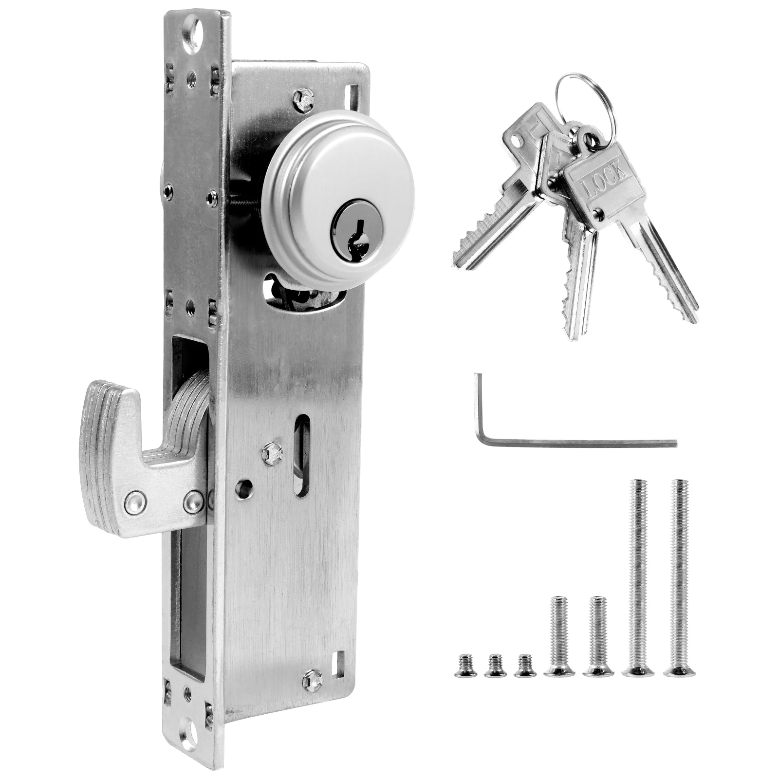 Storefront Door Lock Solid Zinc Alloy Commercial Mortise Lock with Double Cylinder Multipurpose Storefront Mortice Hook Door