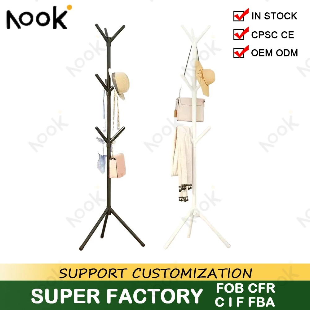 Floor Standing Clothes Rack Tree Branch Shape Multi Hook Mobile Convenient Versatile Home Living Room Clothing Coat Racks Storag