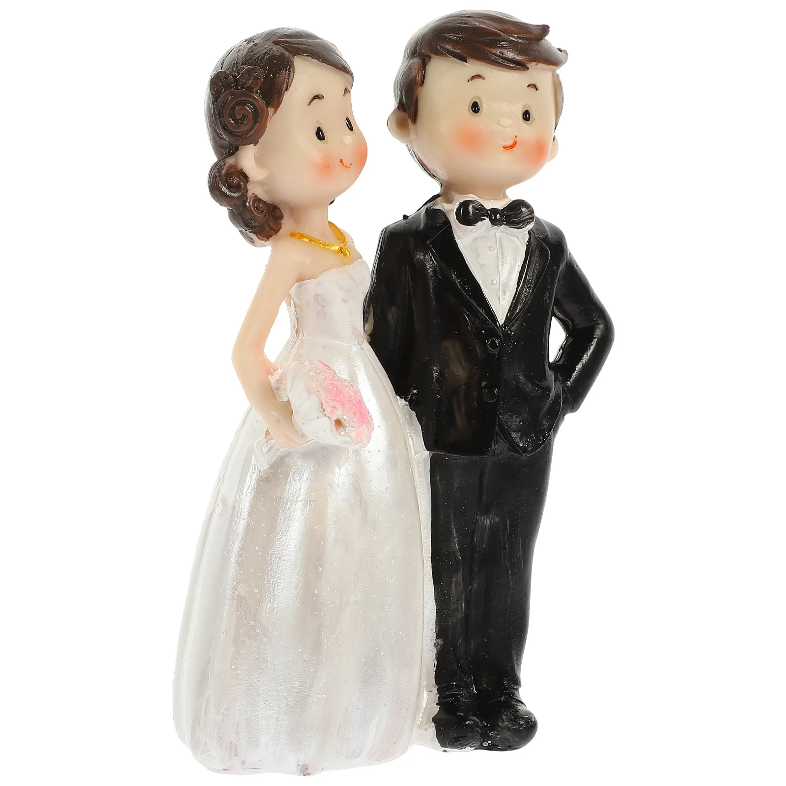 

Wedding Ornaments Bride and Groom Cake Topper Decor Desktop Couple Figure Supply Resin Multi-function Hat