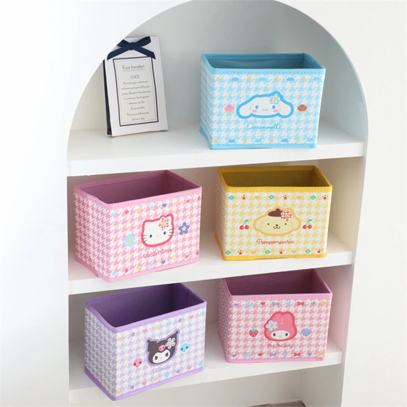 

Cinnamoroll Kawaii Sanrio Anime Girl Heart Desktop Cosmetics Storage Box Cute Hello Kitty My Melody Folded Organizer Case Toys