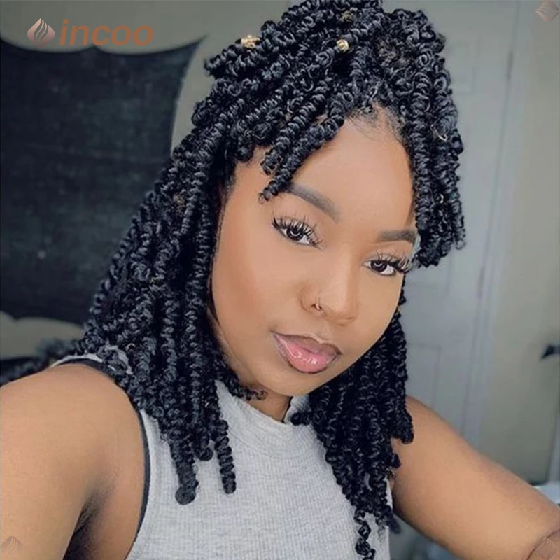 

Short Passion Twist Braided Wigs Synthetic Lace Front Wig Knotless Box Braid Wigs For Black Women Spring Twist Braids Hair Wig