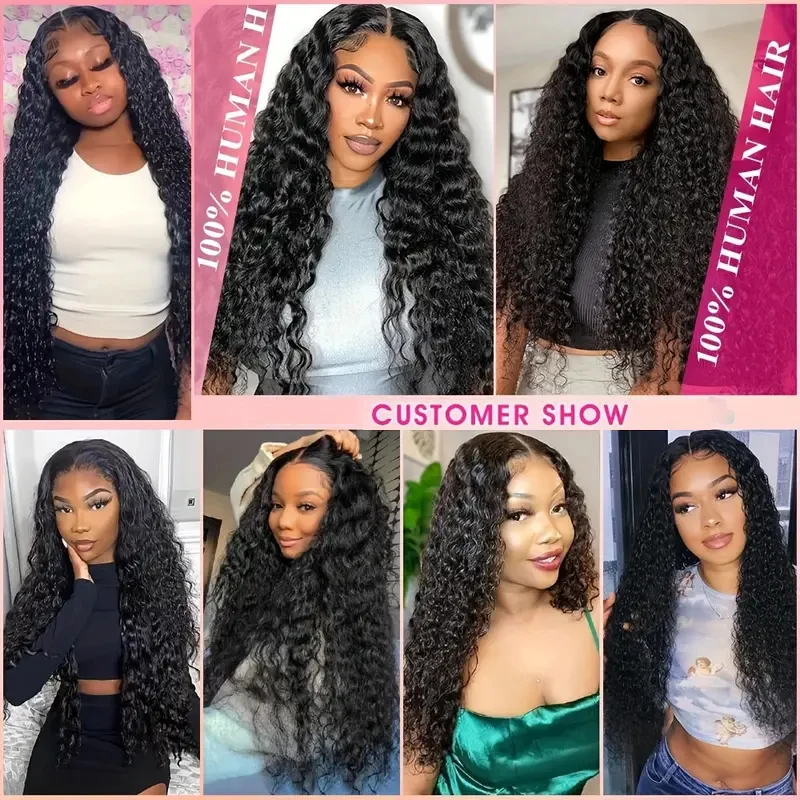 Perruque Lace Closure Wig Brésilienne Naturelle Bouclée, Cheveux Humains, 13x4, 13x6, 4x4, 5x5, 30 Pouces, pour Femme