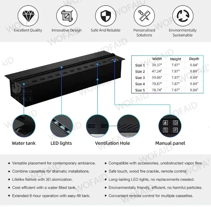 Lareira atomizada simulada fogo casa 3d decorativa para sala de estar armário de tv lareira de chama de vapor eletrônica embutida