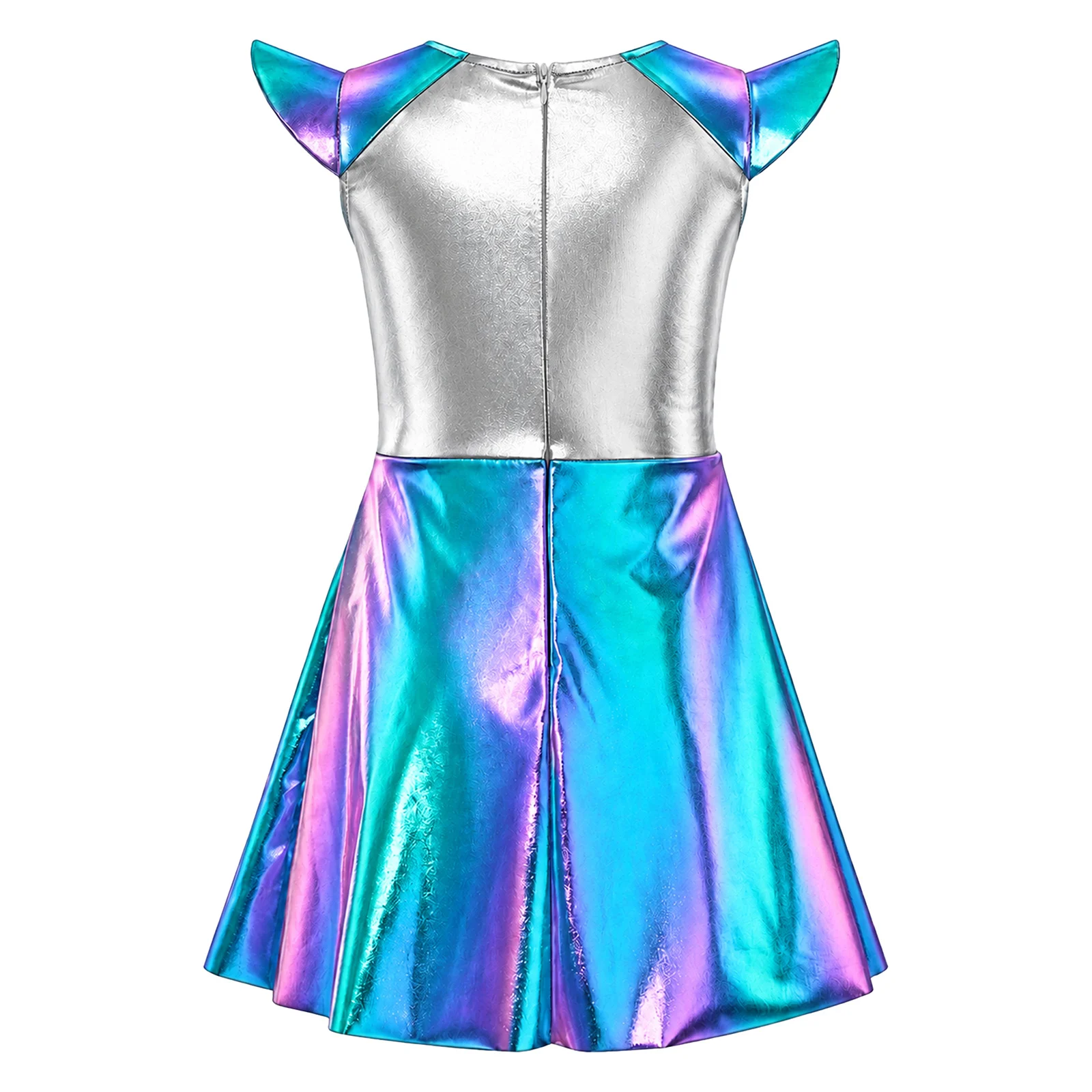 Kids Girls Astronaut Costume Cap Sleeve Skirted Bodysuit Suit Space Cadet Tutu Skirt leotards Halloween Party Dress up