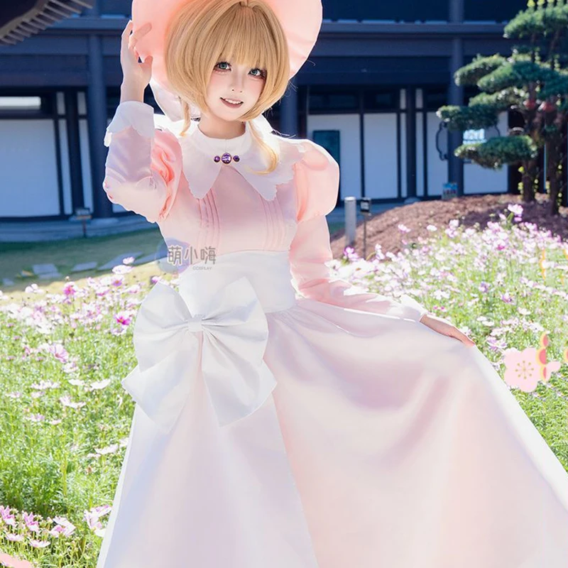 Anime Card Captor Sakura KINOMOTO SAKURA Cosplay Costume Girls Lolita Maid Pink Dress Uniform Carnival Masquerade Clothes