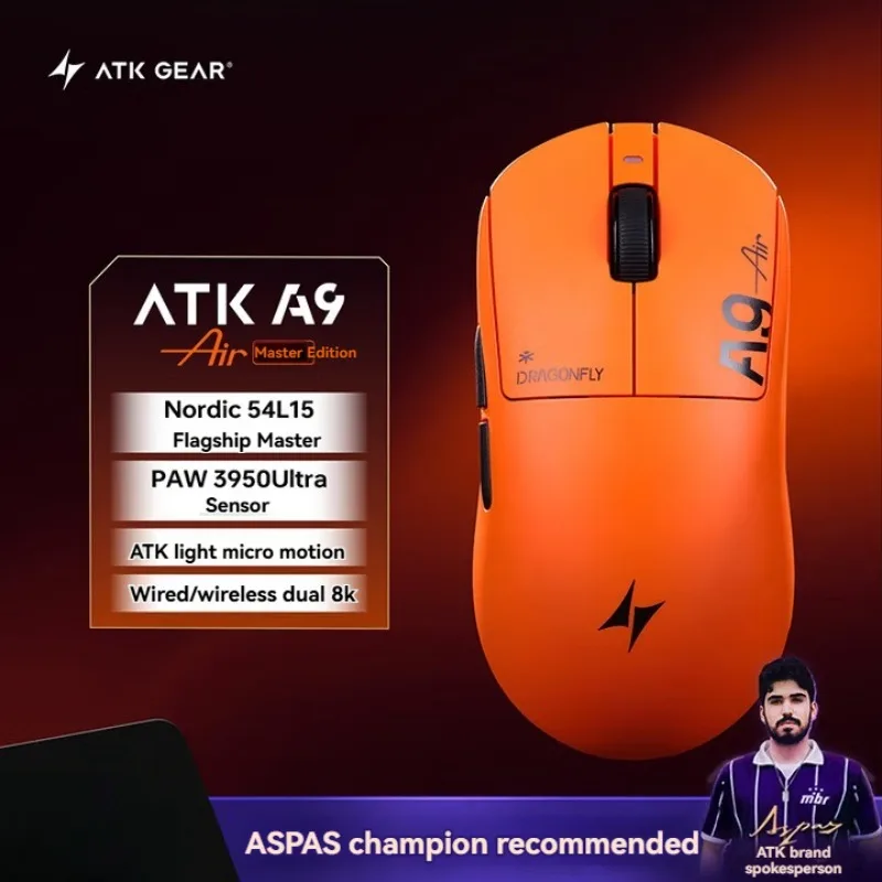 

ATK Dragonfly A9 Wireless Mouse Customized 47g Lightweight PAW3950 Ultra Sensor Ergonomic Mouse Gaming Office Laptop Accessories