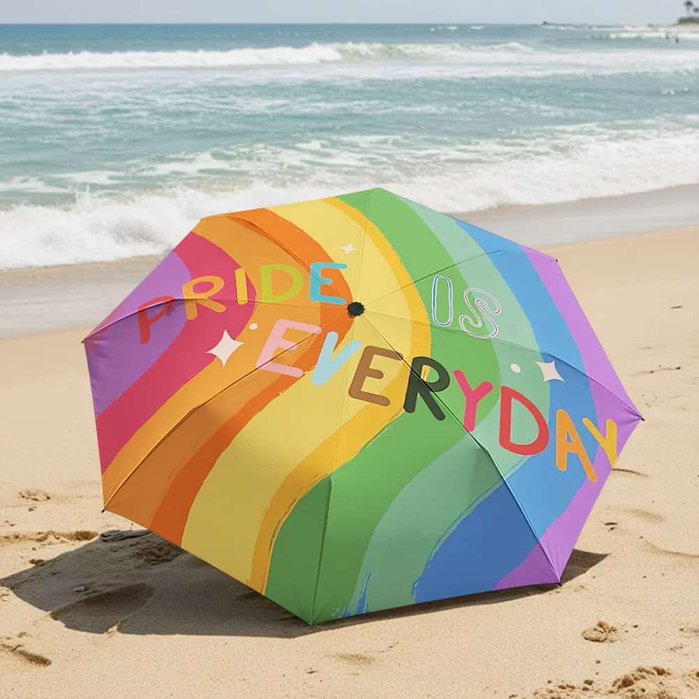 Rainbow Pride Umbrella - Celebrate Diversity Everyday Compact Fashion Folding Umbrella for Daily Use, Christmas Gift