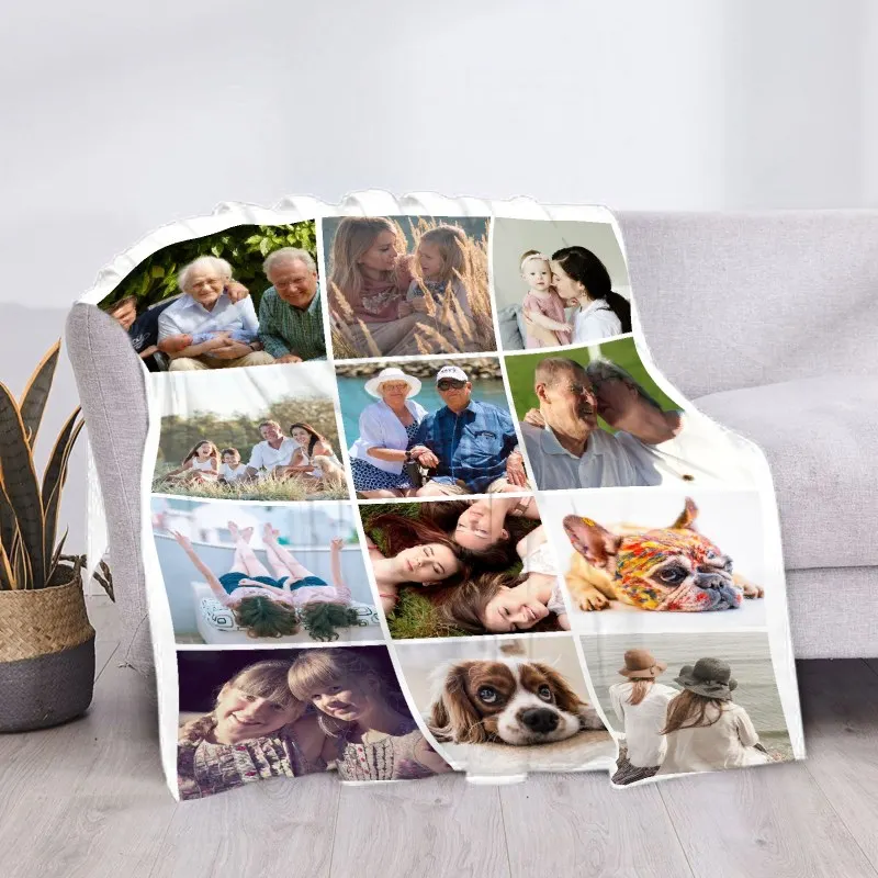 Benutzerdefinierte Decke mit Worten, Bild-Collage, individuelle Decken, Geburtstags-Souvenir, Weihnachtsgeschenke, personalisierte Überwurfdecke – Detail 7