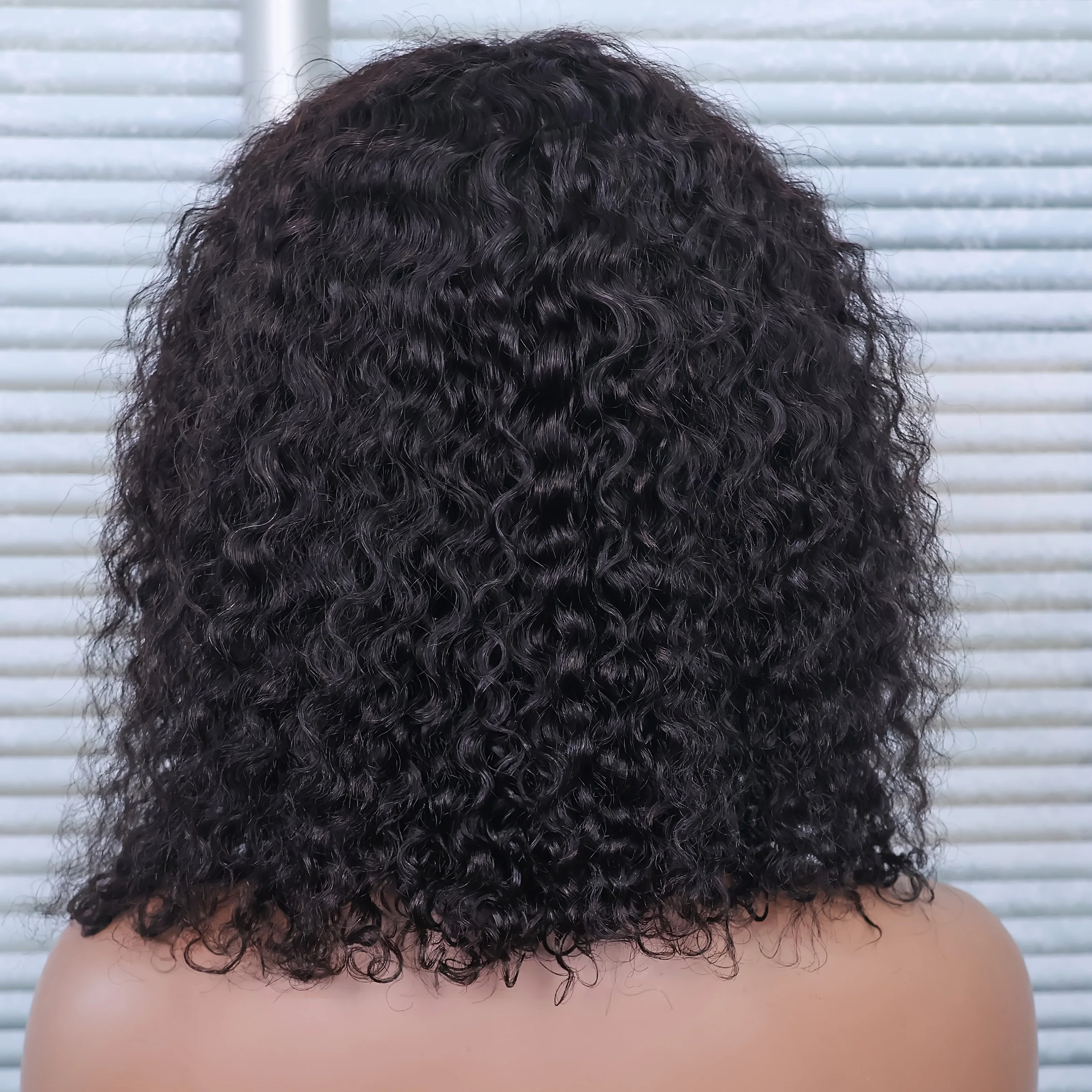 عميق مجعد قصير بوب شعر مستعار 13x4 الدانتيل الشفاف أمامي 200 الكثافة الطبيعية الأسود موجة المياه البرازيلي خصلات الشعر المستعار الإنسان للنساء