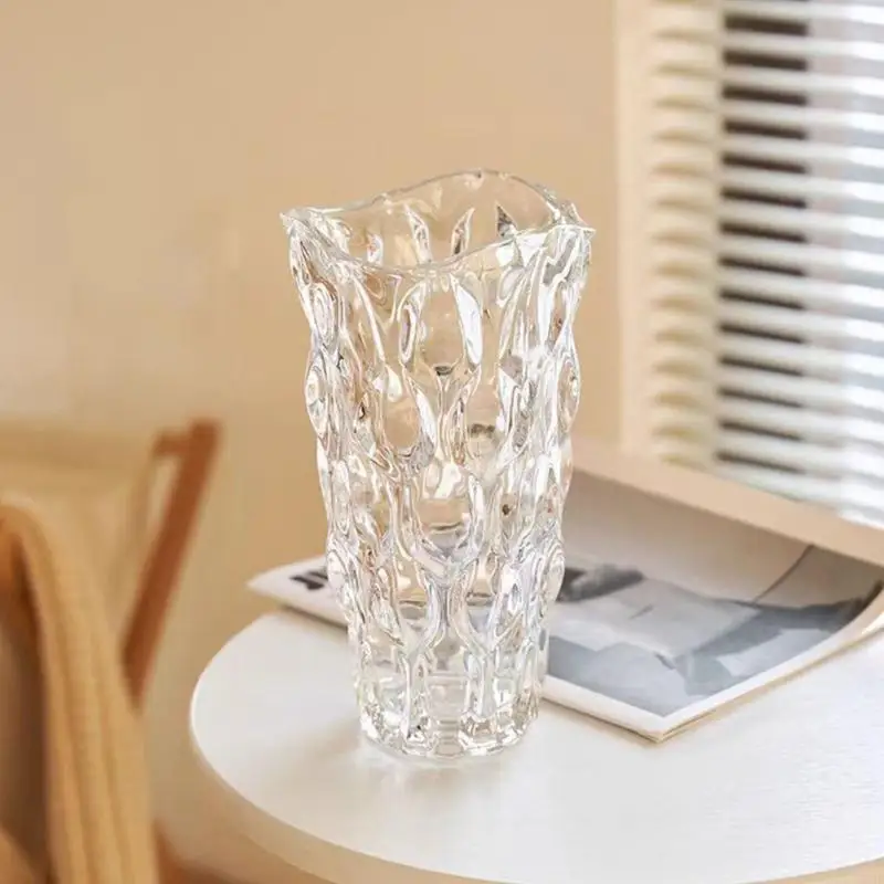 

Elegant Clear Crystal Glass Vases Decorative Flower Container Plant Pots for Home Wedding Centerpieces and Party Decors B03E