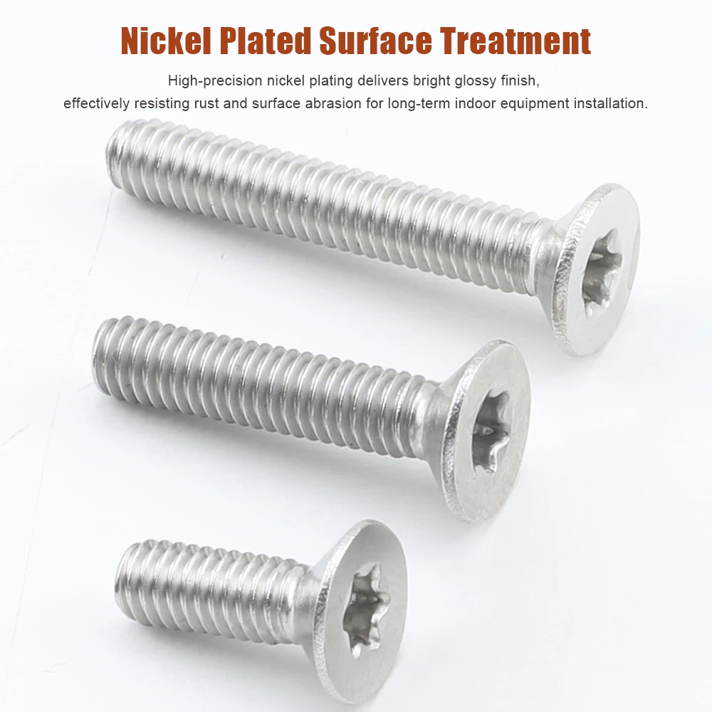 M2 M2.5 M3 M4 Star Drive Countersunk Head Torx Screw 10.9 Grade Nickely Plated Flat Head Plum Six Lobe Screw for Bike Laptops