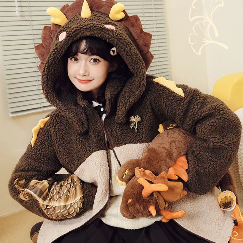 Genshin Impact Wool Coat Plush Hoodie Zhongli Xiao Kaedehara Kazuha Klee Cosplay Costume Sweatshirt Jacket Casual Warm Clothing