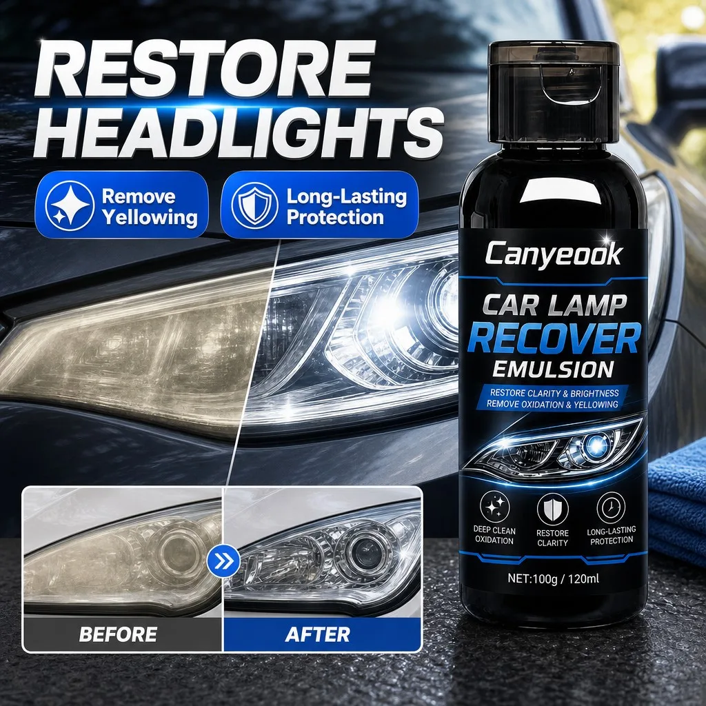 CANYEOOK Headlight Restoration Cream 100ml Remove Oxidation Yellowing Haze Restore Clarity for Car Headlight Taillight Lens