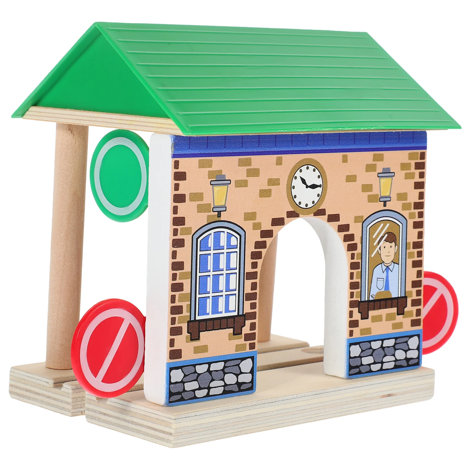 

Train Track Accessories Wooden Building Railway Station Small Simulation Model Children Trains Prop Toy for Games