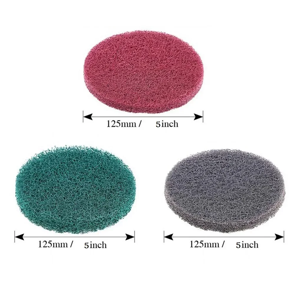 Buffing Tools Polishing Pad Industrial Scouring Pad Nylon Power Tools Parts 3pcs 5Inch For Machinery Maintenance