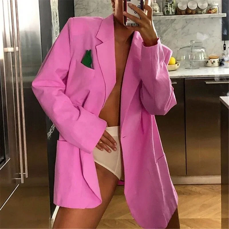 2023 Temperament Simple Casual Pure Cotton Loose za Women Suit Jacket Elegant Chic Single-breasted Outwear Fashion Blazer Coat