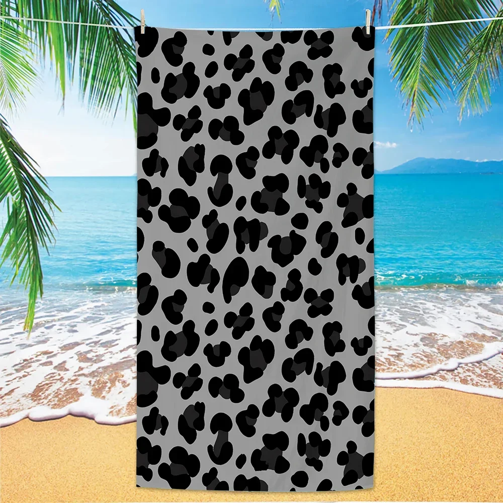 

Leopard Print Beach Towel, Digital Printing Thin Quick-Dry Anti-Sand Microfiber Lightweight for Swim, Yoga, Travel, Gym, Gift