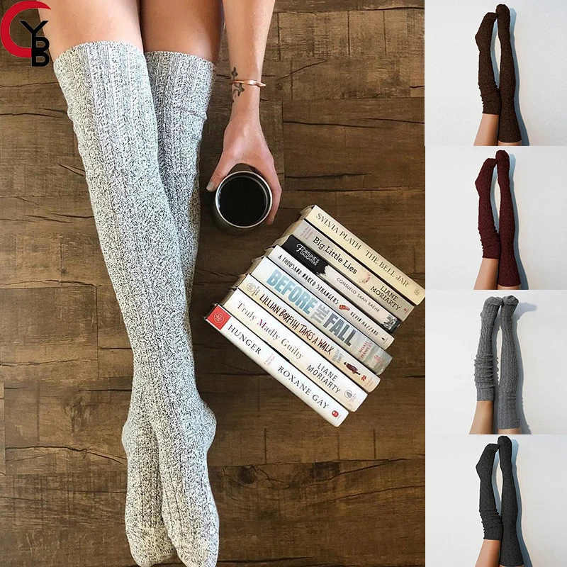 

Women Thigh High Socks Extra Long Cotton Knit Warm Thick Tall Long Boot Stockings Leg Warmers