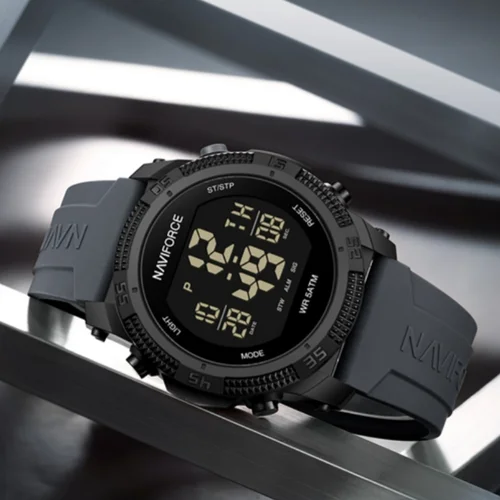 Naviforce 7104 hombres moda reloj al aire libre electrónico LCD Digital Casual fecha semana alarma relojes de pulsera reloj electrónico de silicona