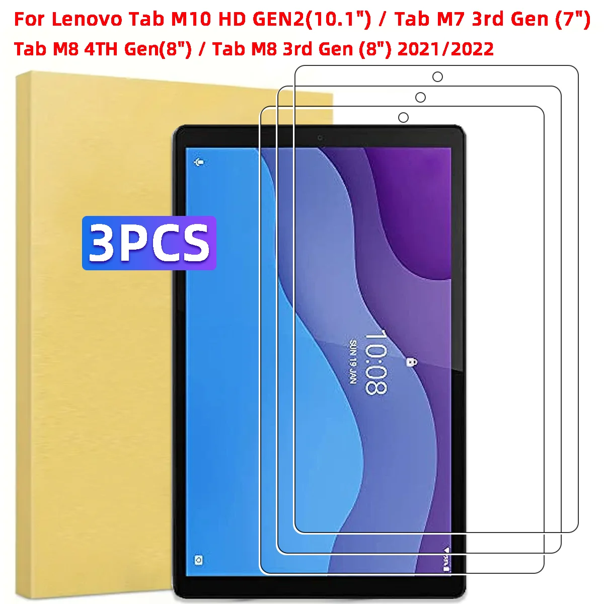 

3 шт. защитные пленки из закаленного стекла для Lenovo Tab M7 B-7305 TB-7306F M8 TB-8505 TB-8506 M8 (4-го поколения) Tab M10 (2-го поколения) Стекло