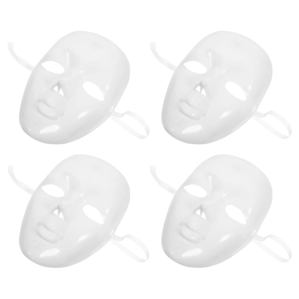 

4 Pcs Makeup Costume Props Blank Hand Drawn Mask Plastic Cosplay Masquerade Masks
