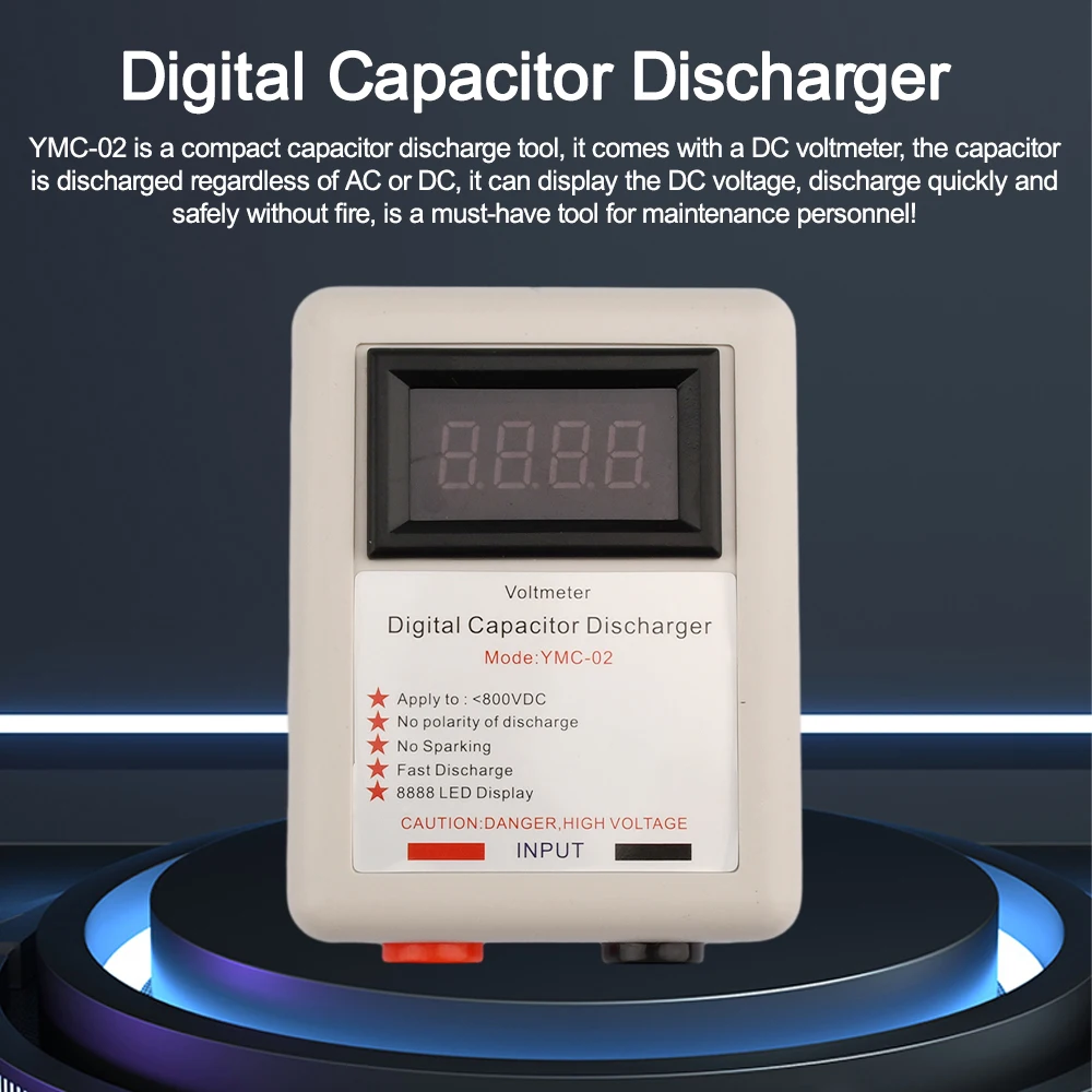 YMC-02 800V LED Digital Voltmeter Digital Capacitor Discharger Discharging Tool Electronic Repair Display with Test Pen