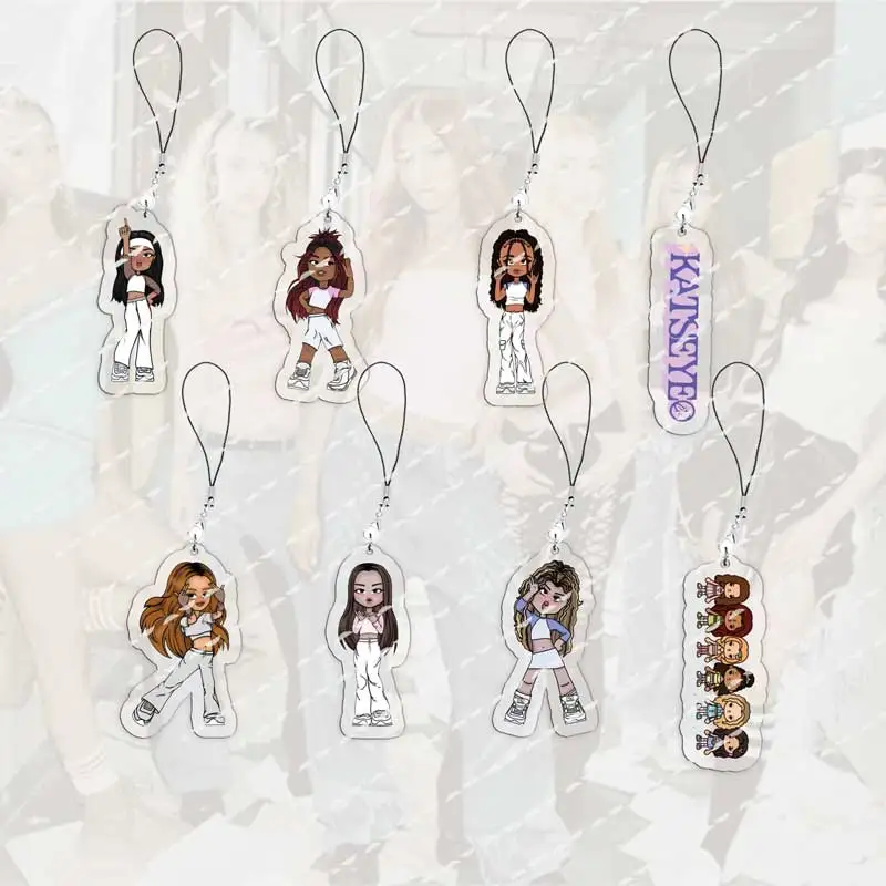 الاكريليك Katseye الهاتف المحمول سحر دانييلا لارا ميغان مانون صوفيا Yoonchae قلادة صغيرة سلسلة هواتف المفاتيح المشجعين الهدايا
