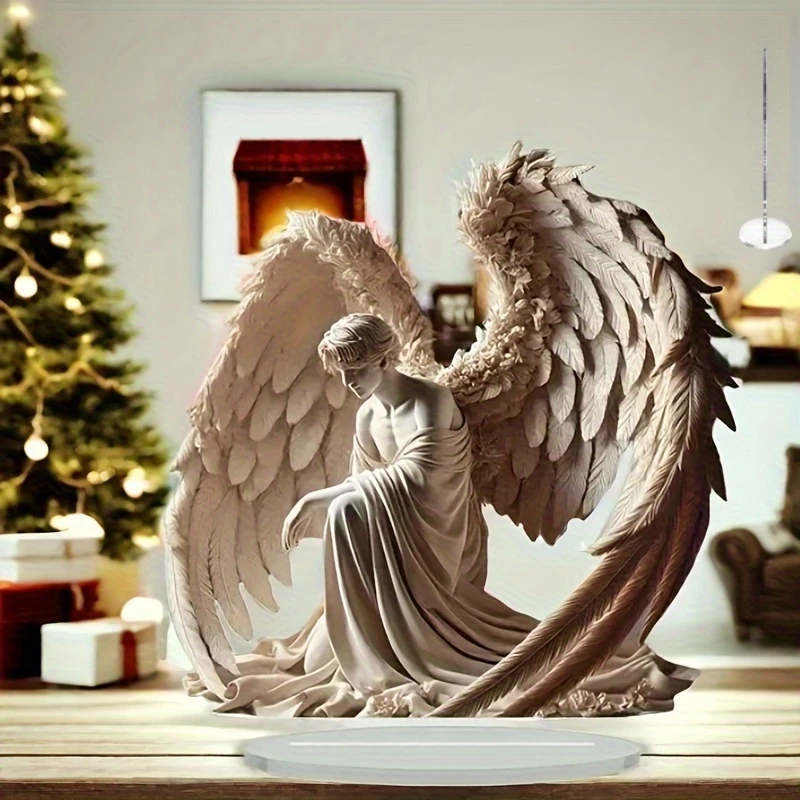 8in 2D Angel And Devil Wings Acrylic Desktop Decor Gothic Fantasy Style Home Art Guardian Angel Faithful Gift Photo Props Toys view 2