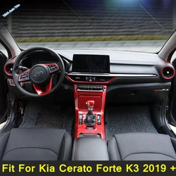 A Pillar Speaker / Steering Wheel Panel / Dashboard Cover Trim For Kia Cerato Forte K3 2019 - 2023 Car Red Interior Accessories