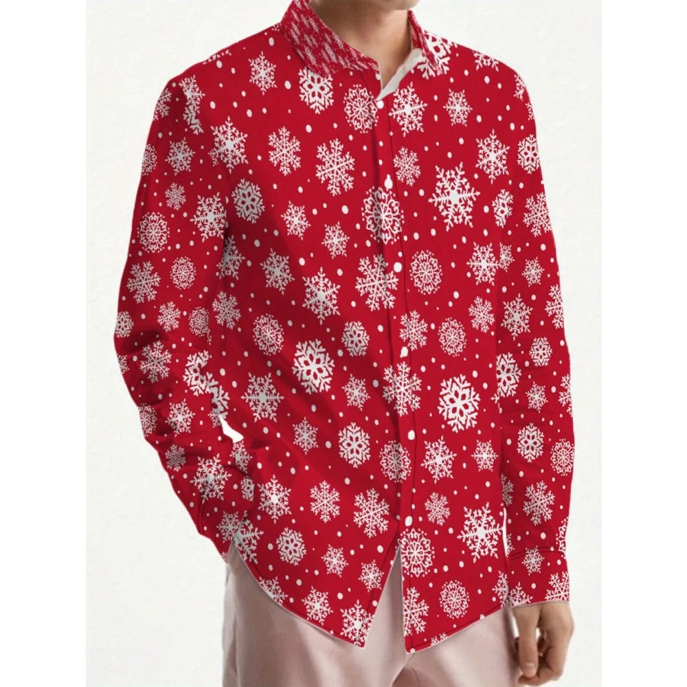 Chemise à manches longues pour hommes, thème de noël rouge, arbre de noël, graphique du père noël, vêtements d'hiver, chemise à la mode pour hommes