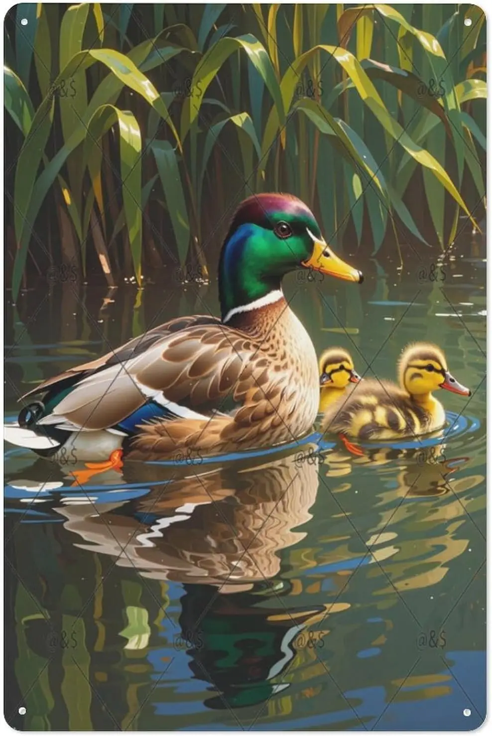 Metal Tin Sign 8 x 12 Inch,Wild Duck Family Tin Signs Decor,Funny Metal Tin Signs for Man Cave,Metal Posters for Room Wall Decor