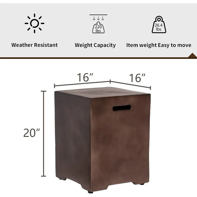 16 inch for Fire Table, 20lb Gallon Gas Tank Cover Table, Hideaway Concrete Grill Tank Table, MgO Tank Storage Box, Side Table