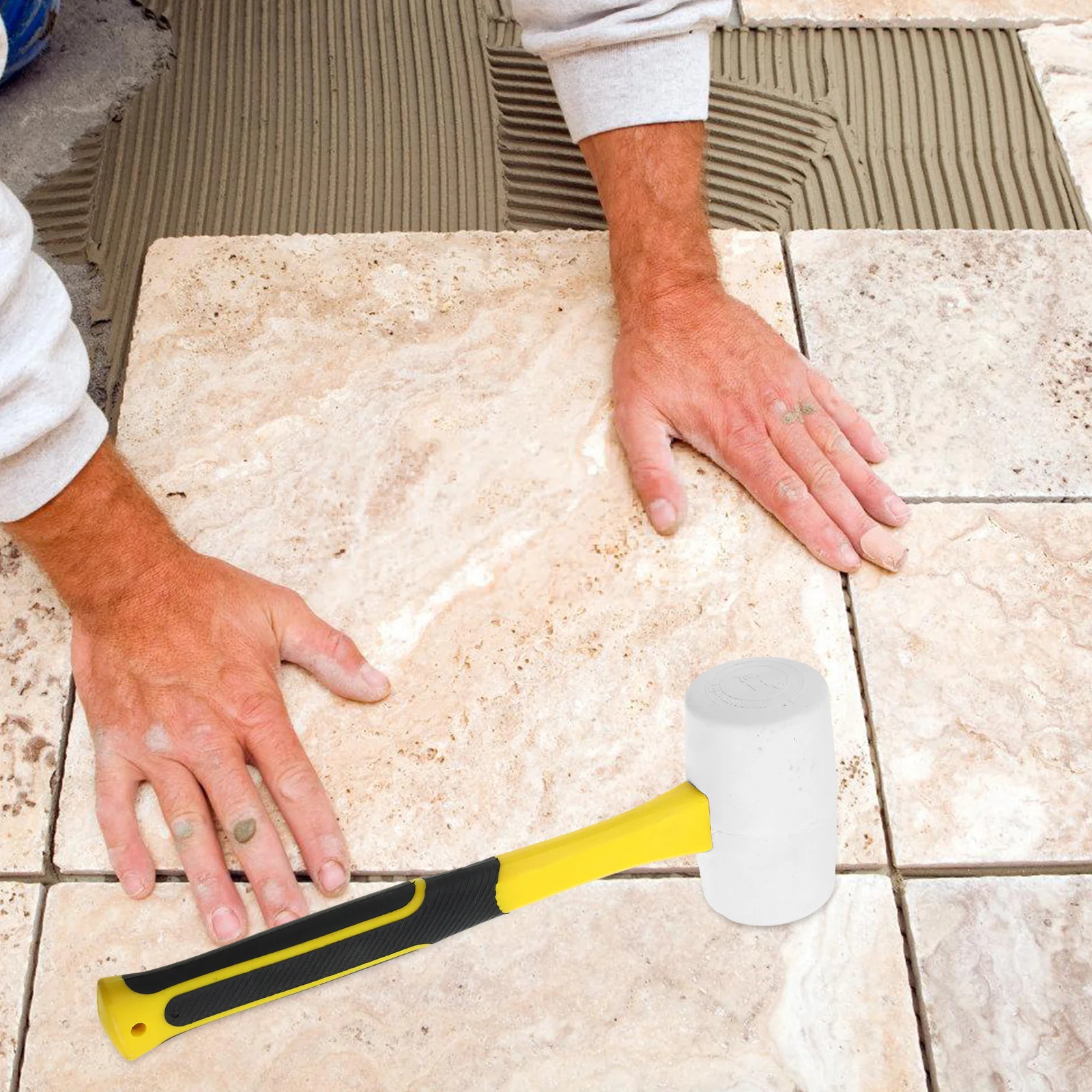 

Rubber Hammer 8 Oz Non-Slip Handle Elastic Head For Tile Flooring Installation Woodworking Durable Mallet Tool