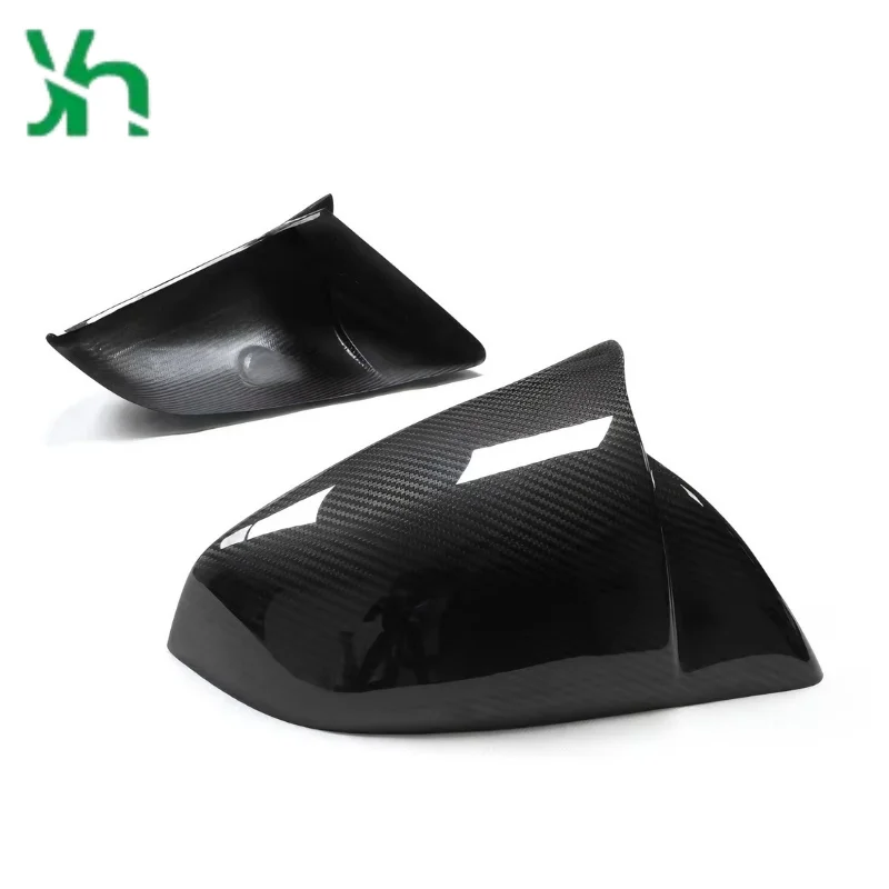 เหมาะสำหรับ Tesla Type Y 2019 ฝาครอบเลนส์คาร์บอนไฟเบอร์ - ตกแต่งด้วยเคลือบเงา ติดตั้งภายนอก ฝาปิดกระจกหลัง 2 ชิ้น