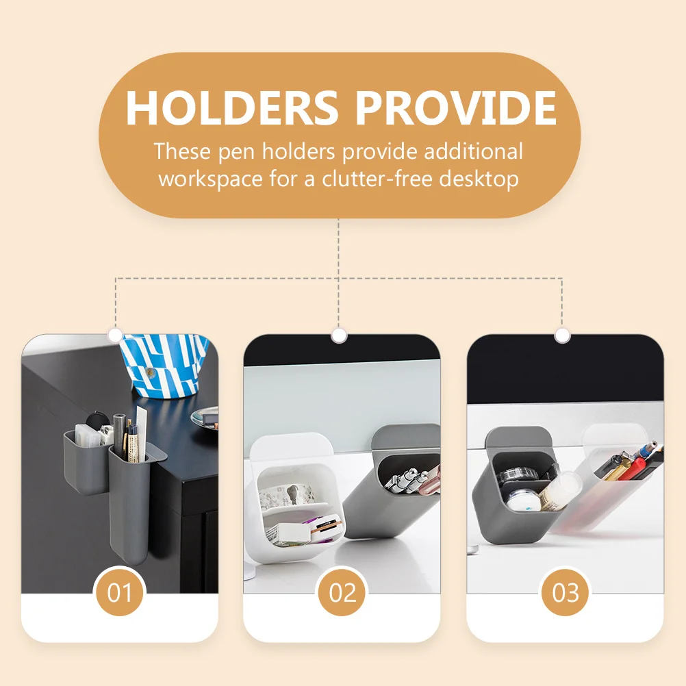 

2Pcs Plastic Pen Organizers Self-Adhesive Creative Pencil Holders for Wall Monitor and Desktop Use Pen Holder Pencil Holder