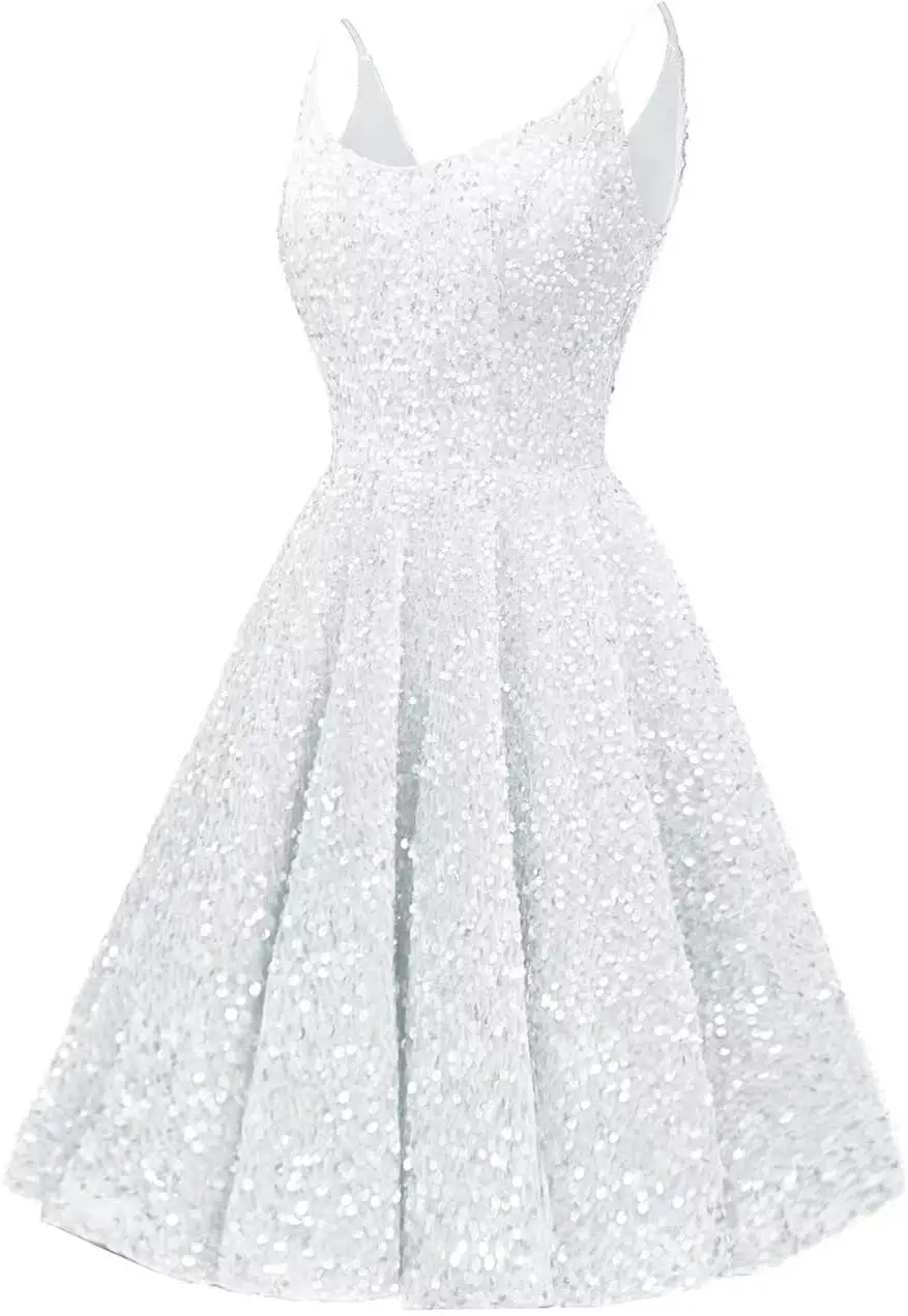 

Glitter Youth Back To School Dress,2025Shiny Spaghetti Strap A-line Short Birthday Party Dance Gown,Cocktail Formal Evening Gown