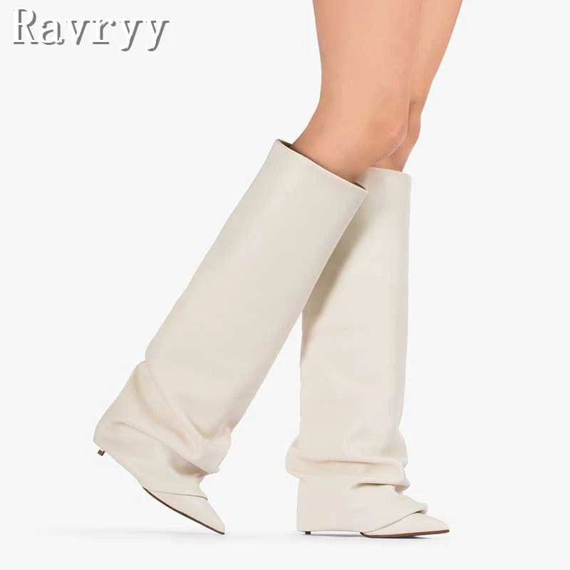 

Designer New Pointy Toe Knee High Trouser Boots Women Celebrity Brand Fashion Thin High Heel Long Boots Winter Botas Mujer