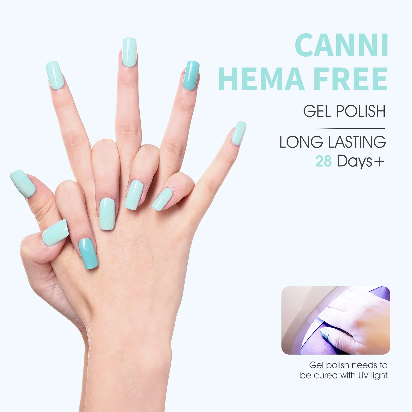 CANNI 9ml Gel-Nagellack TPO/HEMA-FREI Sommer-Nägel Hellblau # 9171 Farb-Eleganz Damen Gel Soak-Off UV LED Semi-Permanent Gel – Detail 6
